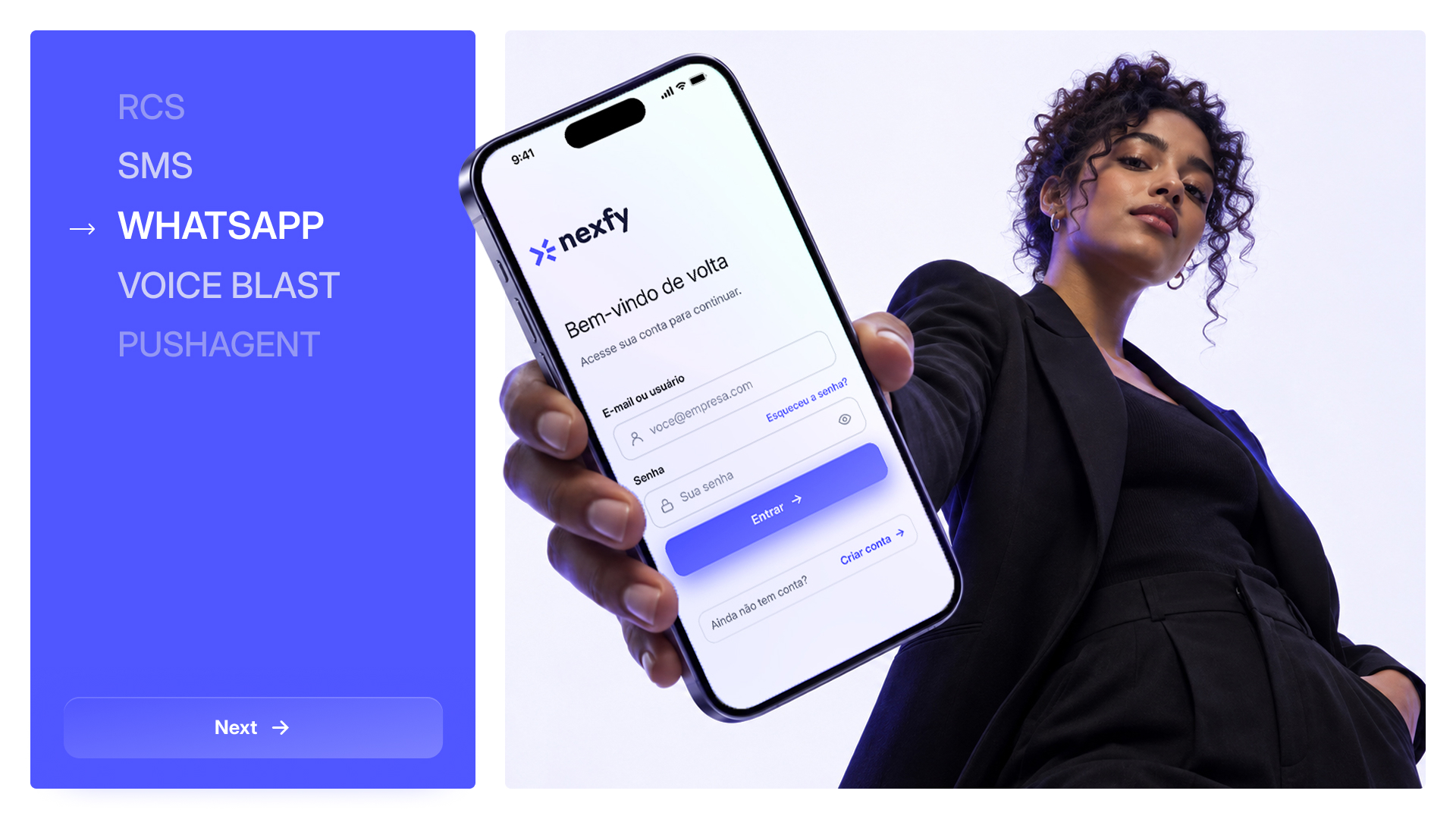 Aplicação da marca na plataforma Nexfy